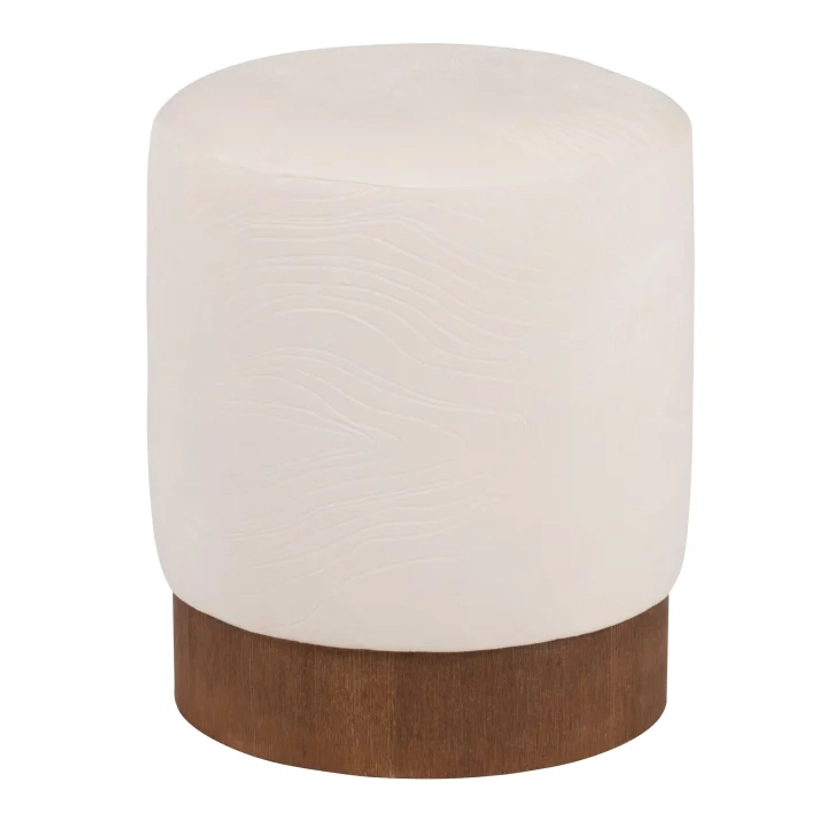 Pouf rond blanc cassé