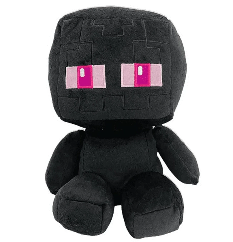 Minecraft Sitting Enderman Plush Stuffed Toy, Black, 9.8" Tall