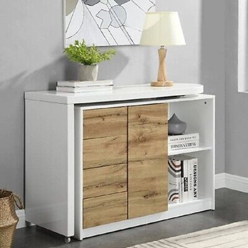 Mantua Wooden Swivelling Computer Desk In White And Oak | eBay