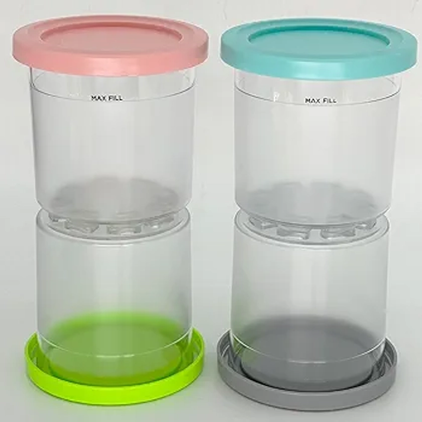 Vervangende kuipen voor Ninja CREAMi NC300UK NC300UKCP NC301 NC299AMZ-serie, 4-pack ijsmachine pinten containers met gekleurde deksels, BPA-vrij en vaatwasmachinebestendig (originele serie, : Amazon.nl: Wonen & keuken