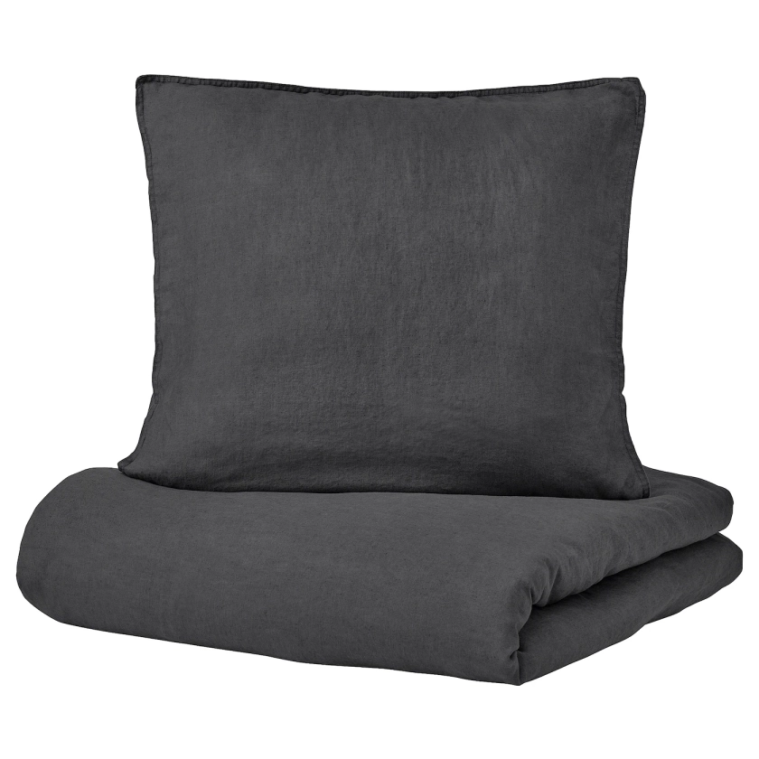 DYTÅG Housse de couette et 2 taies - gris foncé 240x220/65x65 cm