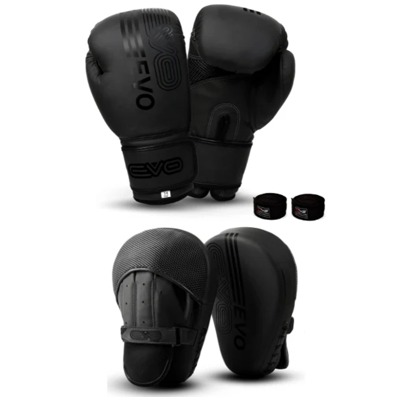 EVO Fitness Black Boxing Gloves and Focus Pads Deal