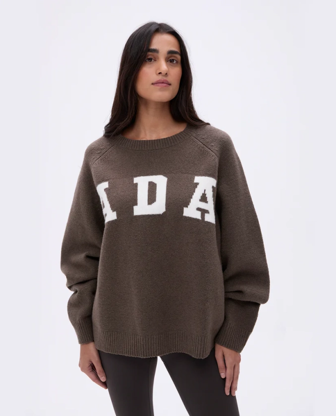 ADA Oversized Knit Sweatshirt - Dark Cocoa Brown/Cream