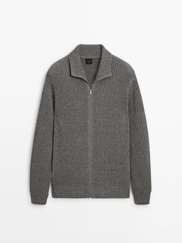 Cardigan in maglia con collo mock · Grigio Medio · Maglie E Cardigan | Massimo Dutti