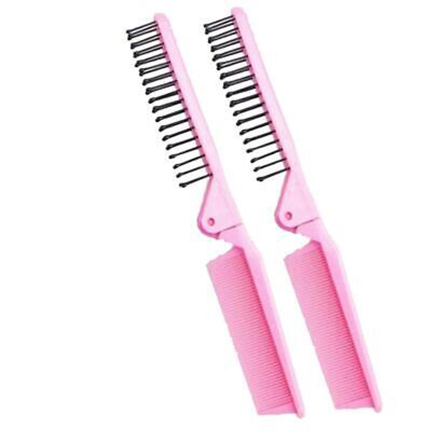 2PC Foldable Travel Pocket Hair Comb/Brush, Double Headed & Portable | eBay