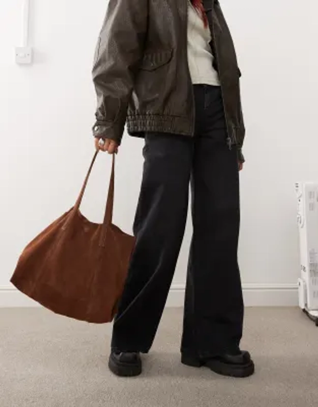 Barneys Originals suede tote bag in brown | ASOS