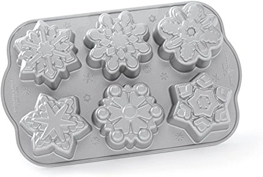 Nordic Ware 89648 Frozen Snowflakes Cakelet Pan, Aluminium, 3 Cups, Silver : Amazon.co.uk: Home & Kitchen