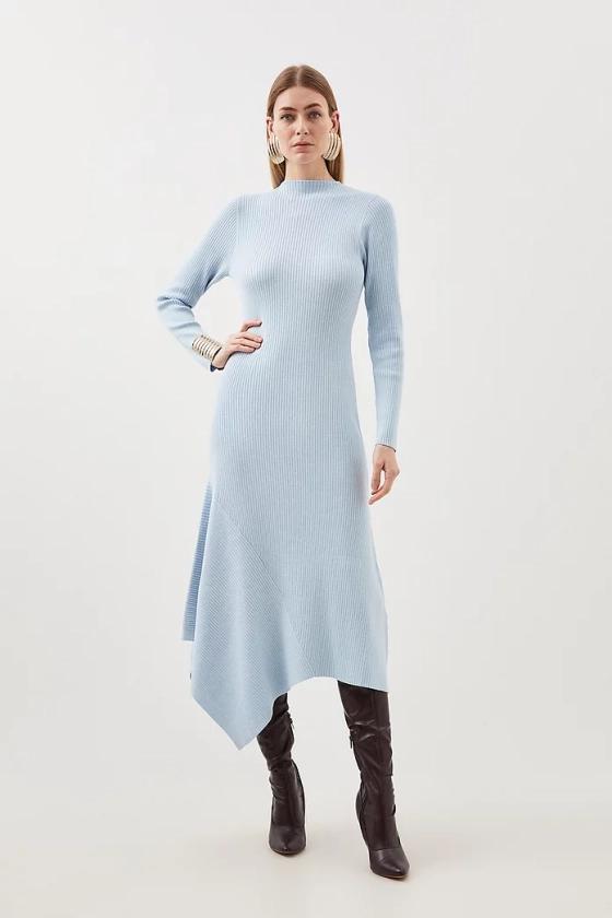 Viscose Blend Rib Knit Midaxi Dress | Karen Millen