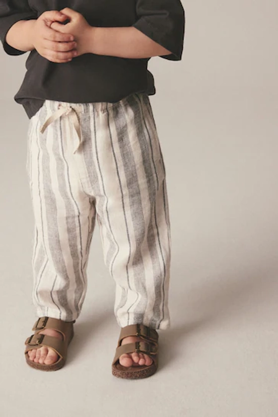 Buy Stripe Loose Fit Pull-On Linen Blend Trousers (3mths-7yrs) from the Next UK online shop