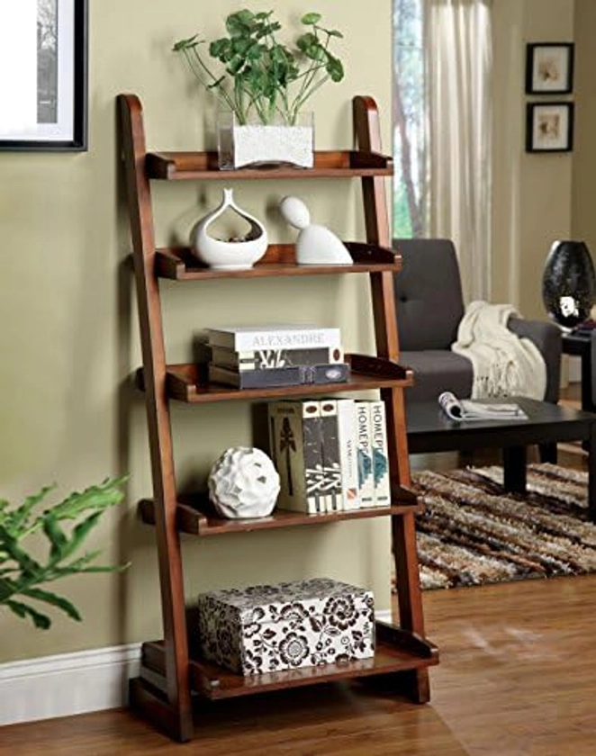 Amazon.com: Furniture of America Portio Bookcase/Storage Cabinet, Antique Oak : Home & Kitchen