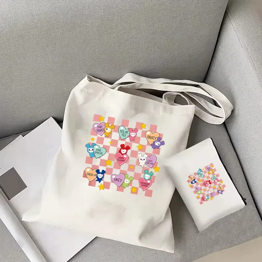 Twice Candy Heart tote bag da donna Lovelys Twice Cosmetic Bag Kpop Twice estetica Canvas Bag Gift Cartoon Twice Member tote - AliExpress 