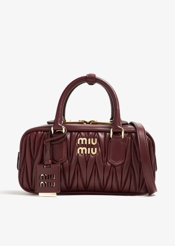 Miu Miu Arcadie matelassé leather bag for Women - Burgundy in UAE | Level Shoes