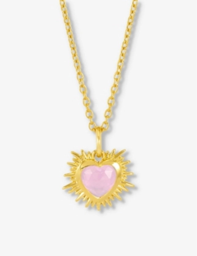 RACHEL JACKSON - October-birthstone rose-quartz 22ct gold-plated sterling-silver necklace | Selfridges.com