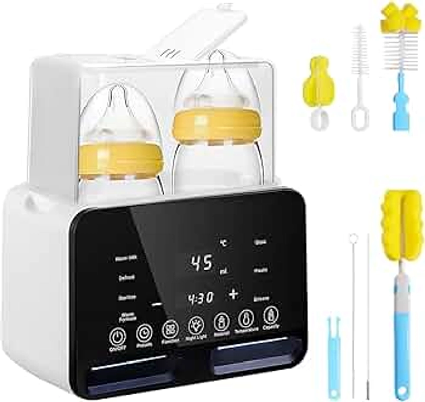 Chauffe Biberon pour Bébé, 9 en 1 Chauffe Biberon Rapide, Stérilisateur de Biberons, Chauffage des Aliments pour Bébés, Intelligent de la Température et Arrêt Automatique, avec Veilleuse, sans BPA