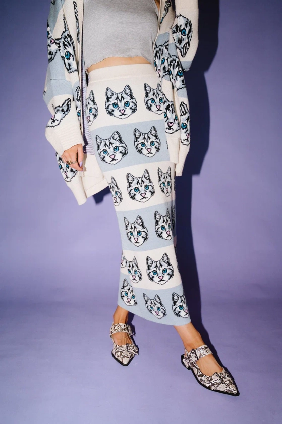 LALA ORIGINAL: Pretty Kitty Knit Midi Skirt