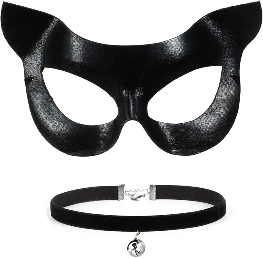 DDazzling Women's Cat Mask Half Face Costume Accessory Party Favors (Necklace +eye mask)