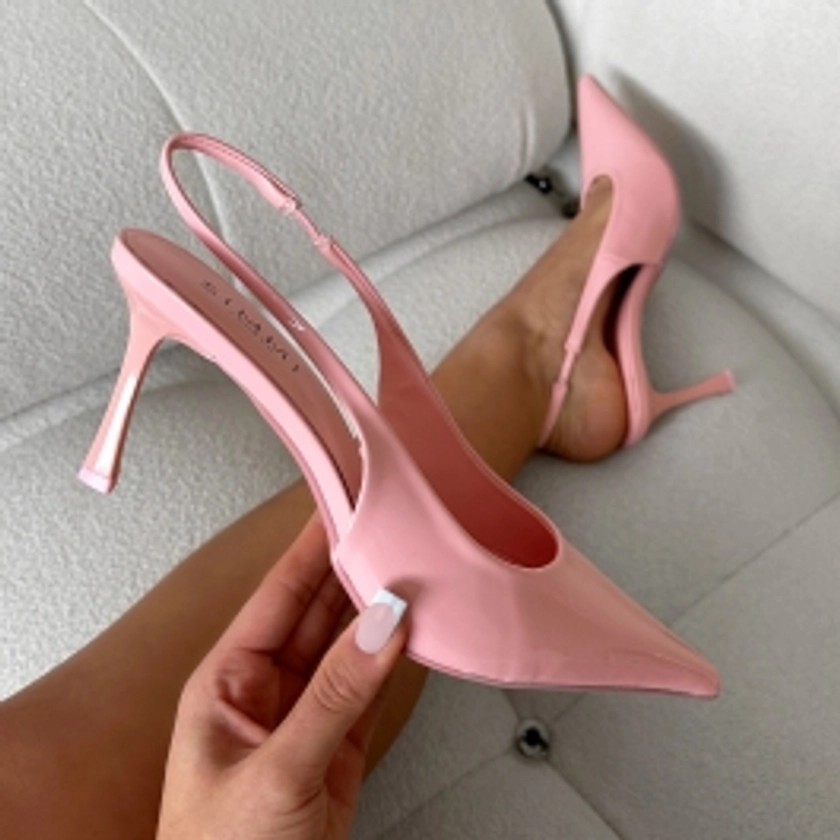 Liorra Pink Patent Sling Back Court Shoes