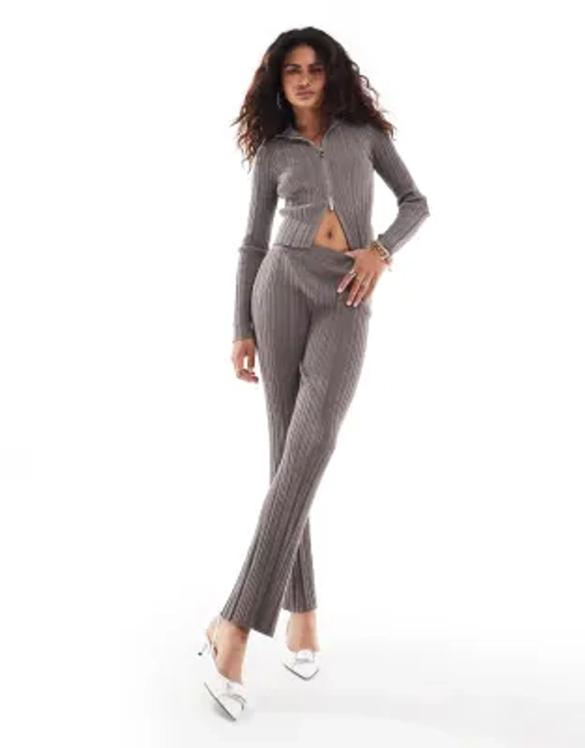 Urban Revivo plissed straight leg pants in taupe - part of a set