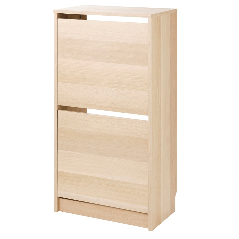 BISSA shoe cabinet with 2 compartments, oak effect, 49x28x93 cm - IKEA