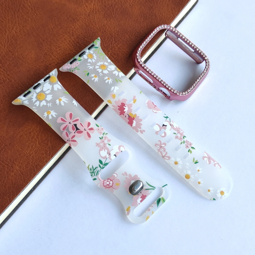 Flower Silicone Loop + Case For IWatch, Sport Strap For IWatch 38mm 40mm 41mm 42mm 44mm 45mm 49mm, For Iwatch Ultra1/Ultra2 SE 9 8 7 6 5 4 3 2 1