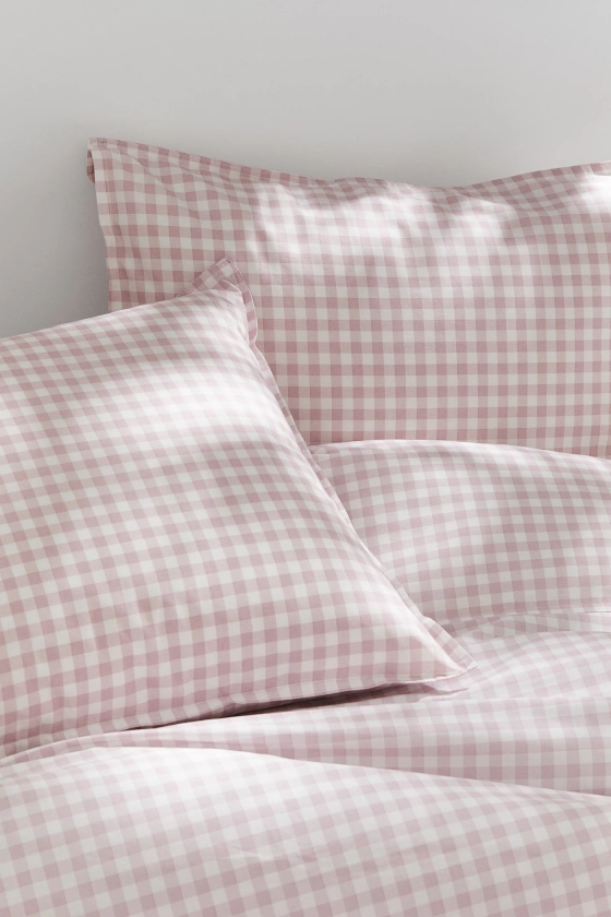 Parure de couette lit double à motif - Rose/vichy - Home All | H&M FR