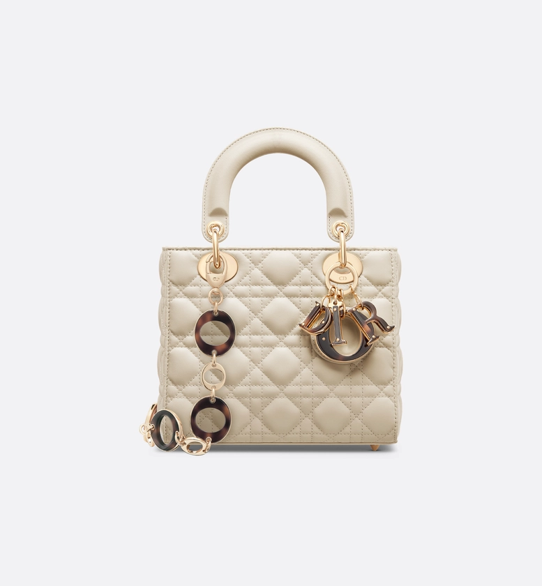 Small Lady Dior Bag Dusty Ivory Cannage Lambskin | DIOR