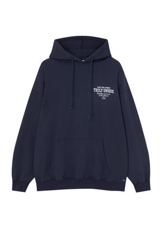 Navy blue hoodie - pull&bear