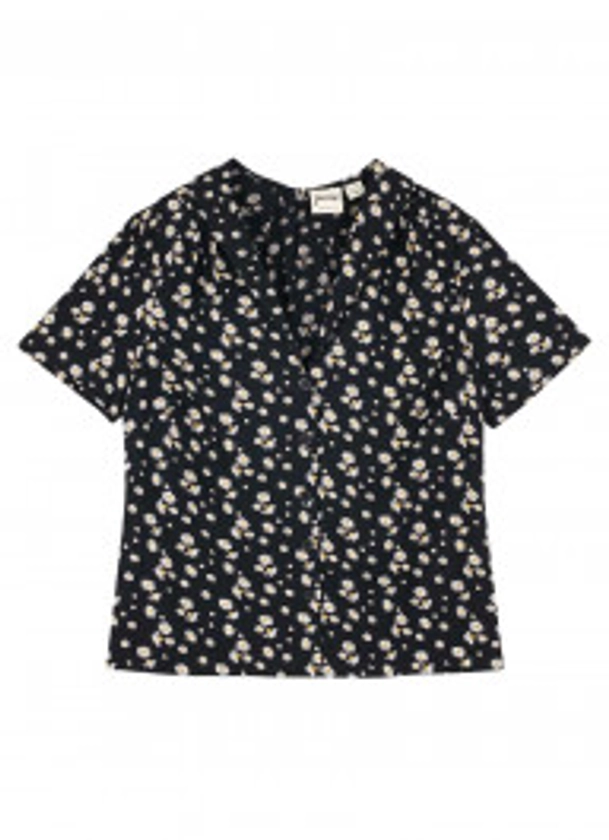 Babette Black Floral Print Short Sleeve Blouse