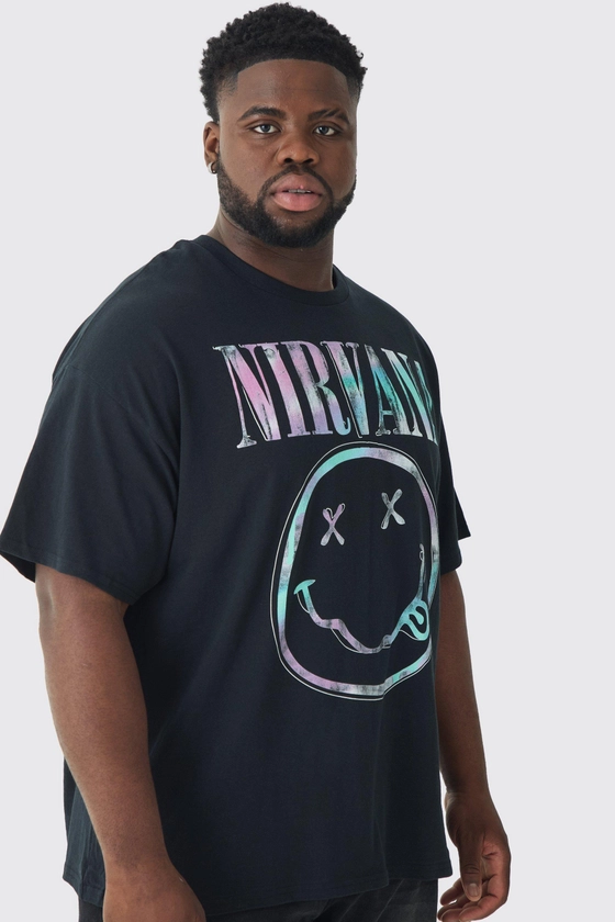 Grande taille - T-shirt tie dye à imprimé Nirvana