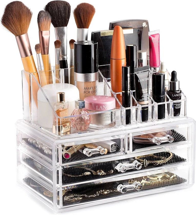 Amazon.com: Masirs Clear Cosmetic Storage Organizer, Easily Sort Make-up, Jewelry & Hair Accessories, Looks Elegant on Your Vanity, Bathroom Counter or Dresser, Transparent Design for Easy Visibility : Beauty & Personal Care