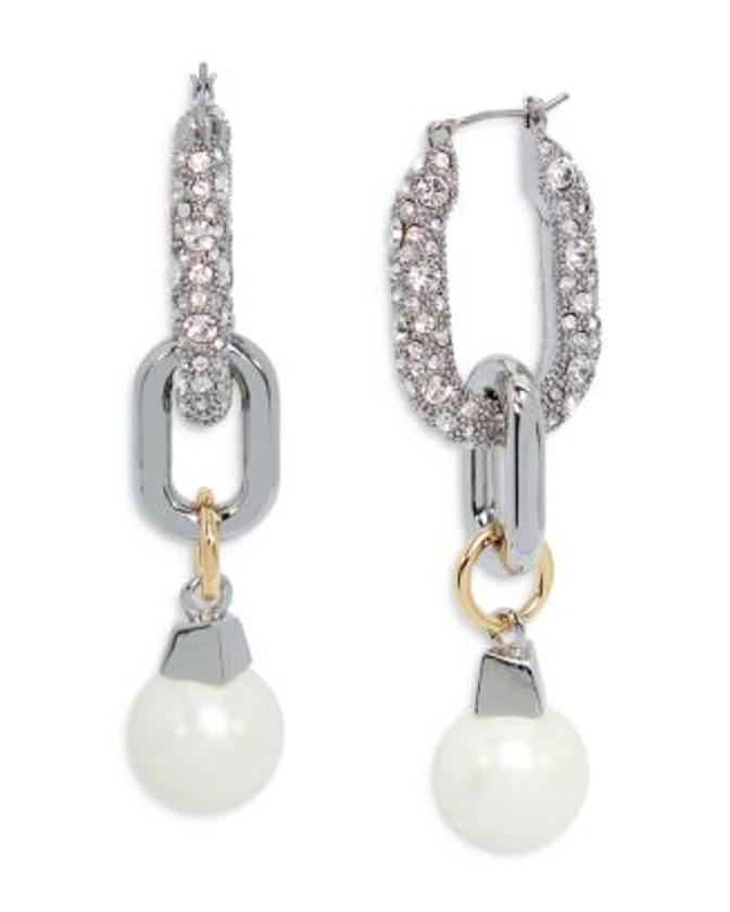 ALLSAINTS Pavé Link & Imitation Pearl Linear Drop Earrings | Bloomingdale's Jewelry & Accessories Jewelry Earrings 