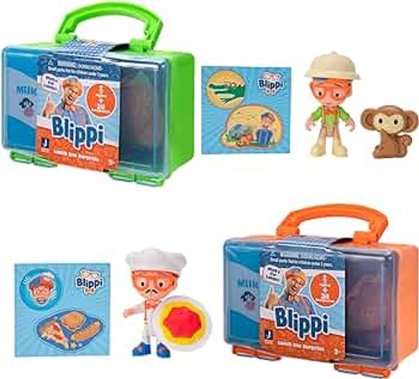 Blippi Toy Lunch Box 2 Pack, Chef and Zookeeper 2.5 Inch Minis Inside - Children’s Toys