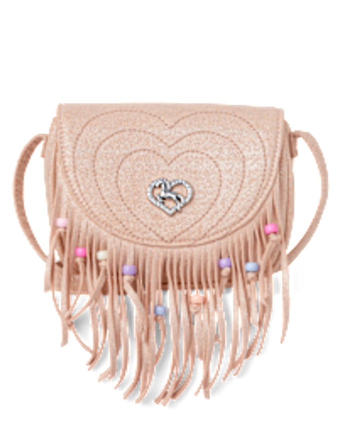 Girls Glitter Fringe Crossbody Bag - PINK | The Children's Place 