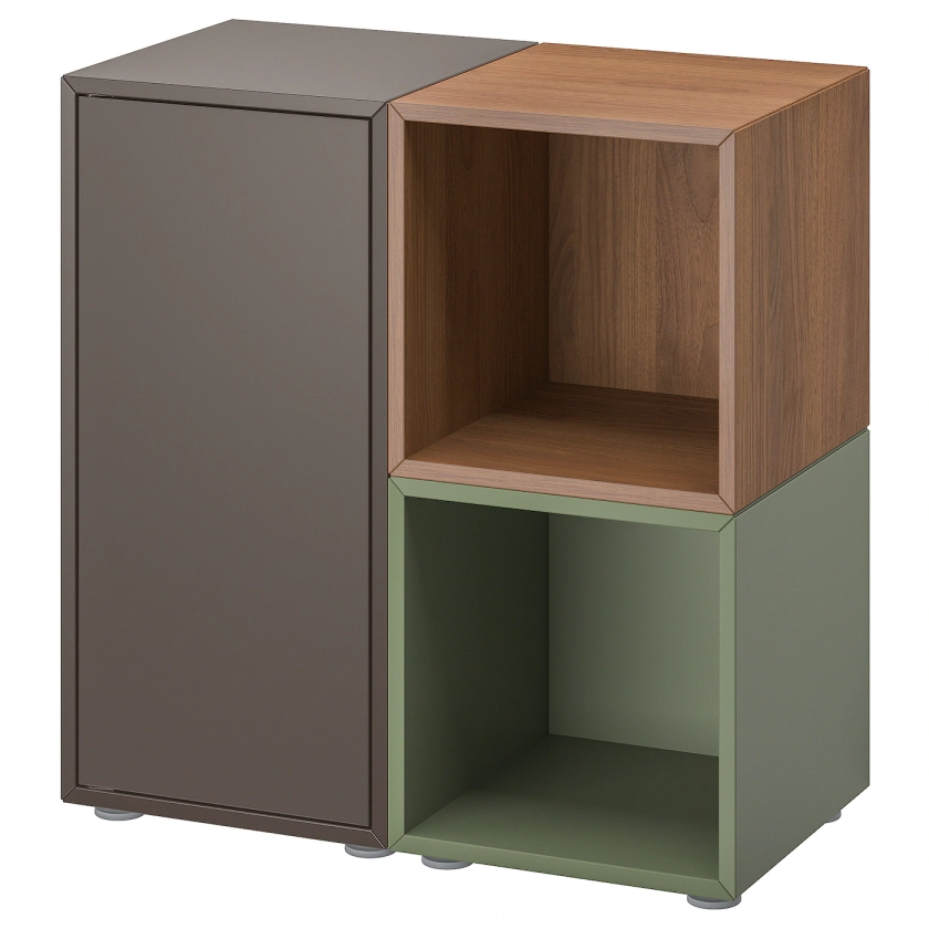 EKET combinaison rangement avec pieds, gris foncé/motif noyer gris vert, 70x35x72 cm - IKEA
