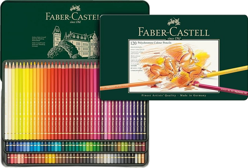 Faber-Castell 110011 - Crayons de couleur pour artistes Polychromos, étui métallique de 120 pièces