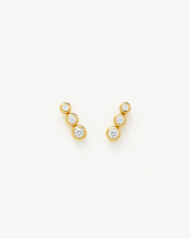 Triple Stone Stud Earrings | 18ct Gold Vermeil/Cubic Zirconia