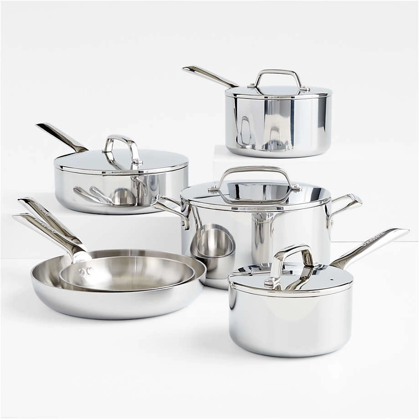 Crate & Barrel EvenCook Core 10-Pc. Stainless Steel Cookware Set + Reviews | Crate & Barrel