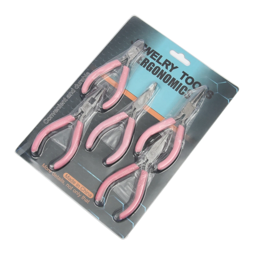 Portable Pink Metal Mini Diagonal Pliers Sets Round Bent Needle Nose Cutter Handcraft Beading For DIY Jewelry Making
