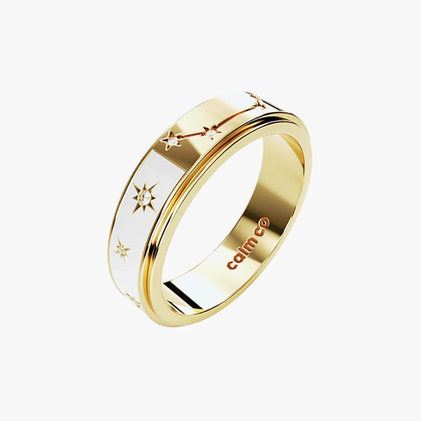 gold half star and constellation crystal anxiety ring