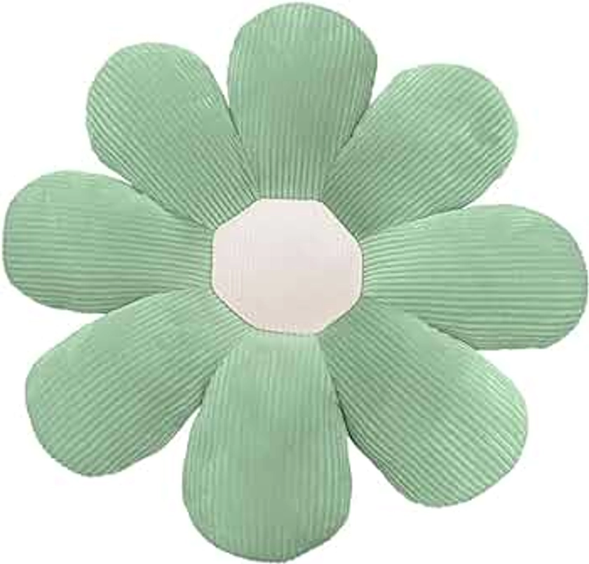 Flower Pillow, Green Daisy Flower Shaped Throw Pillows, Floor Pillow Cushion, Flower Seating Cushion, Cute Decorative Pillows for Bedroom Sofa Chair (Large)