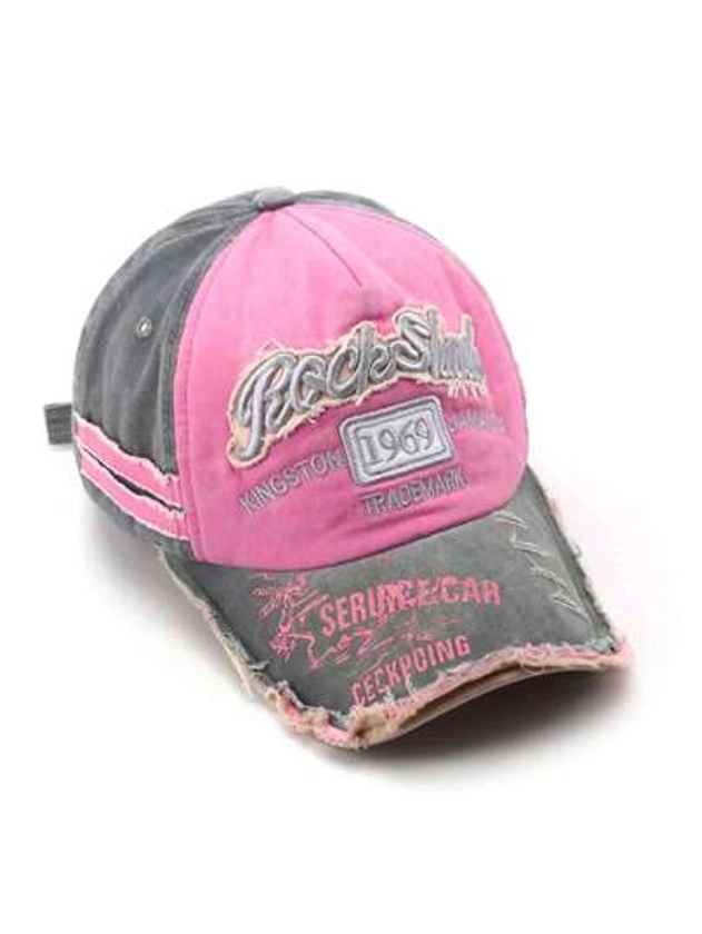 1pc Retro Letter Embroidered Ripped Baseball Cap Y2K Style Street