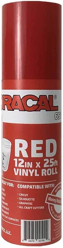 12.125" x 25ft Roll of Oracal 651 Red Craft Vinyl - On a 2.5" Core - Adhesive Vinyl for Cricut, Silhouette, and Cameo Cutters - Gloss Finish - Outdoor and Permanent