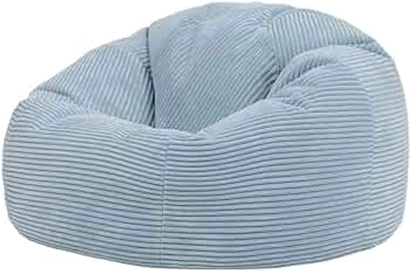 icon Kingston Large Bean Bag, Jumbo Cord Bean Bag, Cool Blue, Bean Bag chair for Adults with Filling Included, Comfortable Lounging Chair for All Ages