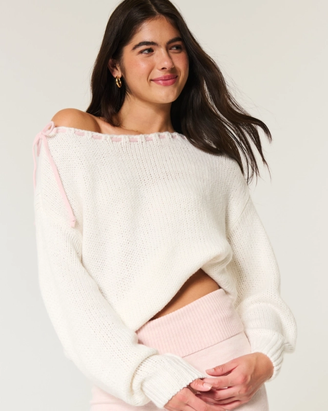 Women's Easy Off-the-Shoulder Sweater | Women's Tops | HollisterCo.com