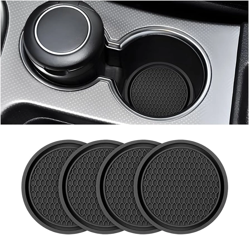 Amazon.com: 4 Pack Car Cup Holder Coaster, 2.75 Inch Diameter Non-Slip Universal Insert Coaster, Durable, Suitable for Most Car Interior, Car Accessory for Women and Men (Black) : Automotive