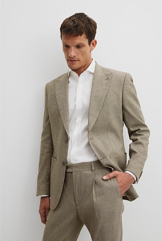 Slim Fit Linen Blend Stretch Jacket