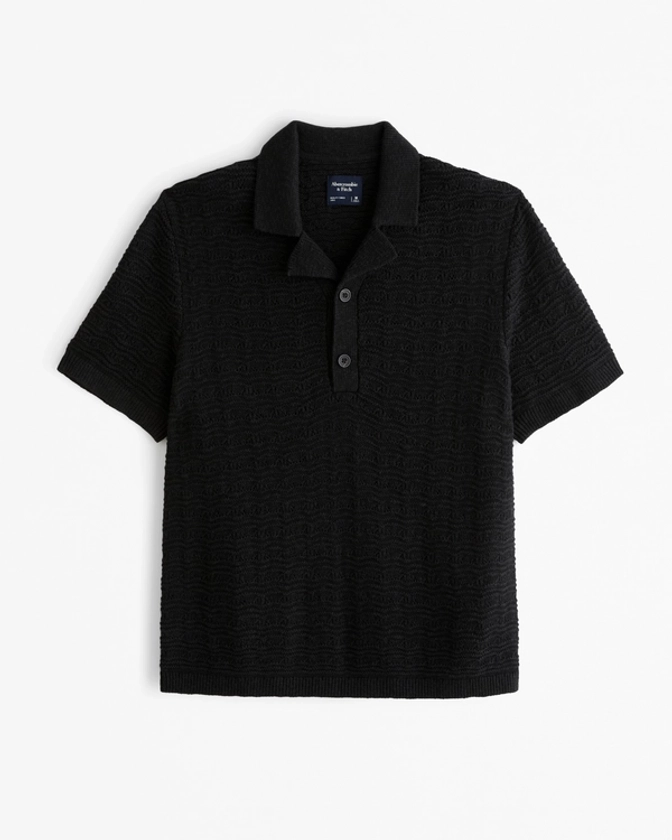 Men's Camp Collar Cropped 2-Button Sweater Polo | Men's Sale | Abercrombie.com