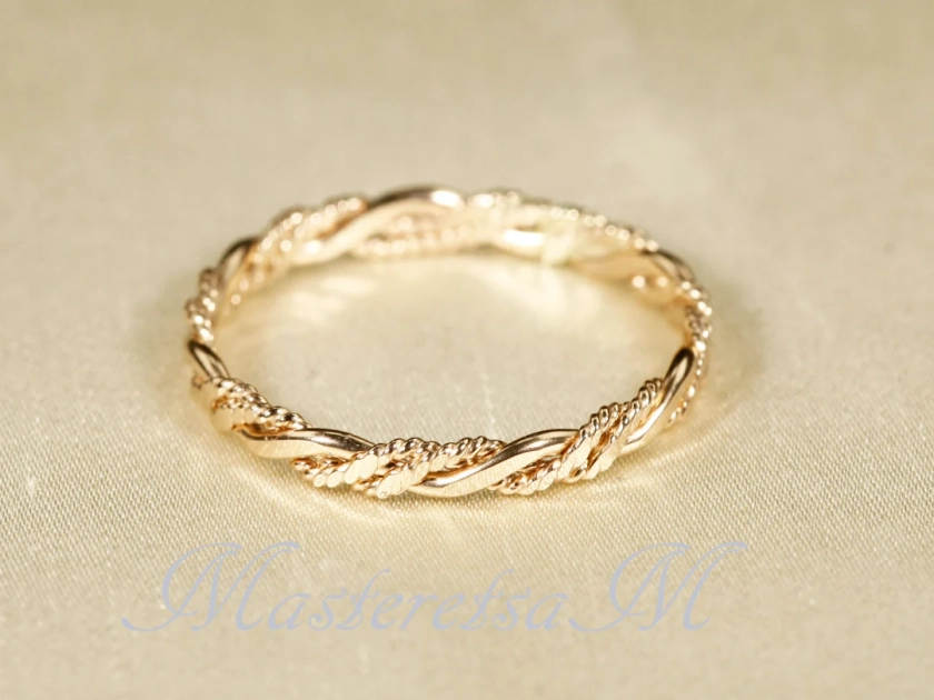 Twist 6, 14K Gold Filled Texture Ring, Silver Ring , Rose Gold Filled Ring 2.2mm Width - Etsy