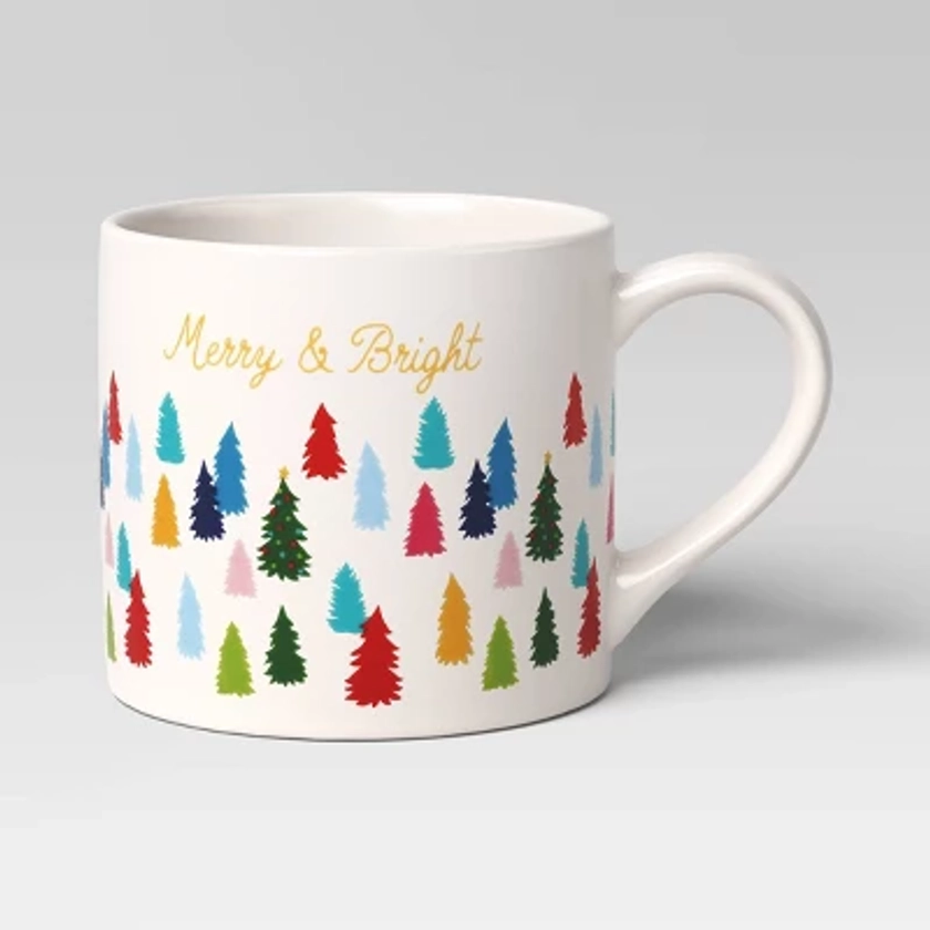 16oz Stoneware Merry and Bright/Christmas Tree Mug - Wondershop™