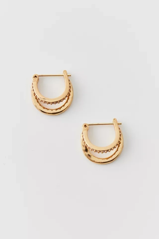 14k Gold Plated Double Hoop Earring